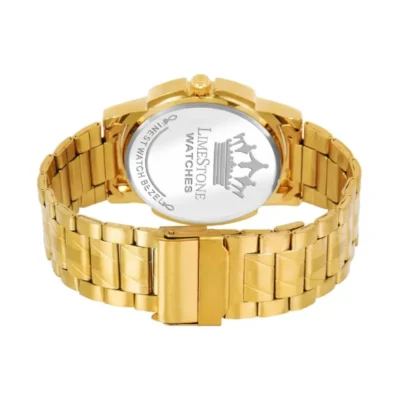 Limestone LS2897 Watch, Green Dial Watch, Golden Chain Watch, Men's Analog Watch