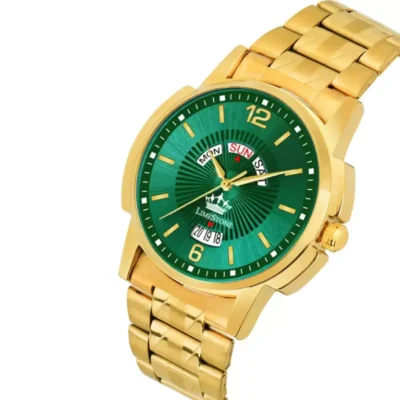 Limestone LS2911 Watch, Green Dial Gold Bracelet Watch, Men's Analog Watch