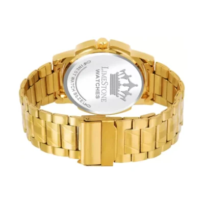 Limestone LS2911 Watch, Green Dial Gold Bracelet Watch, Men's Analog Watch