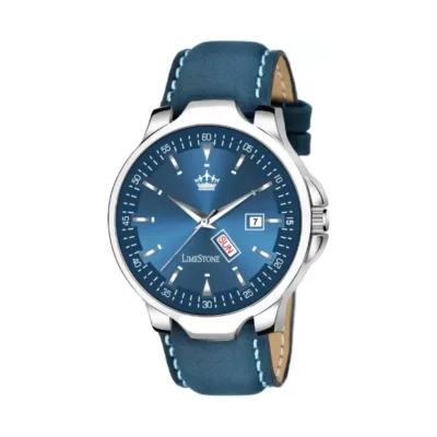 Limestone LS2914 men's blue dial leather strap analog watch