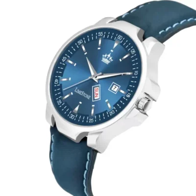 Limestone LS2914 men's blue dial leather strap analog watch