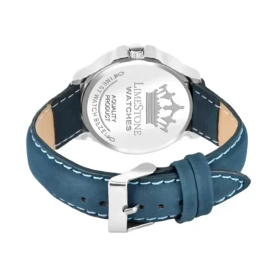 Limestone LS2914 men's blue dial leather strap analog watch