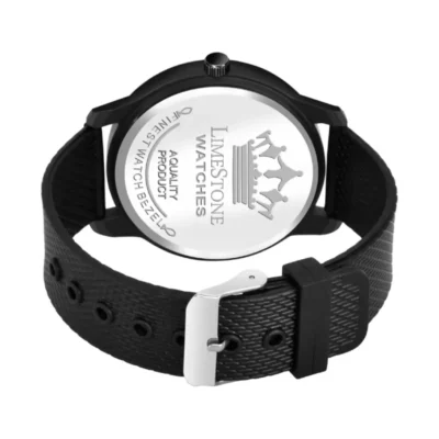 LimeStone LS2948 men's watch, black grey dial, mesh design silicon strap