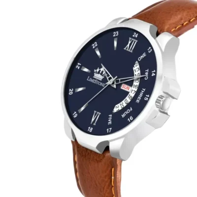 Limestone LS2971 Blue Dial Brown Leather Strap Analog Watch for Men