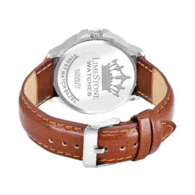 Limestone LS2971 Blue Dial Brown Leather Strap Analog Watch for Men