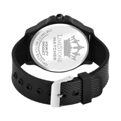 Limestone LS2972 Black Dial Watch, Men’s Black Mesh Silicon Strap Watch
