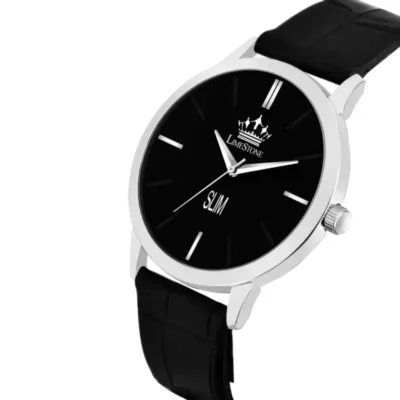Limestone LS2985 Watch, Black Dial Watch, Men's Leather Strap Watch