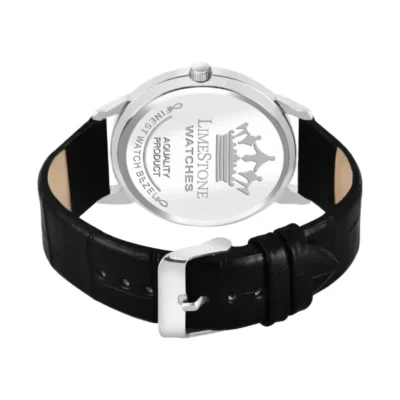 Limestone LS2985 Watch, Black Dial Watch, Men's Leather Strap Watch