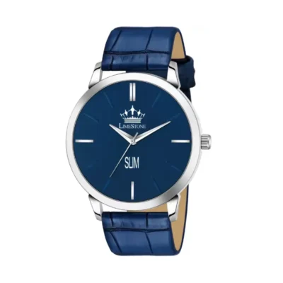 Limestone LS2986 Watch, Blue Dial Men's Watch, Leather Strap Analog Watch