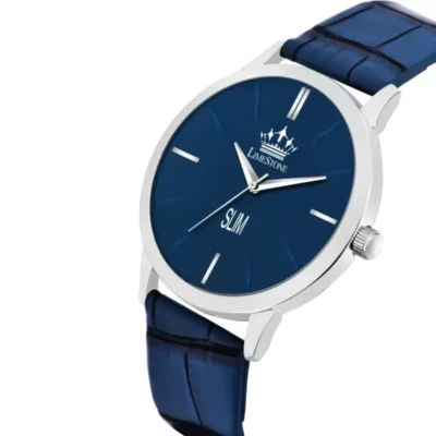 Limestone LS2986 Watch, Blue Dial Men's Watch, Leather Strap Analog Watch