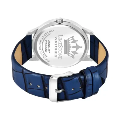 Limestone LS2986 Watch, Blue Dial Men's Watch, Leather Strap Analog Watch
