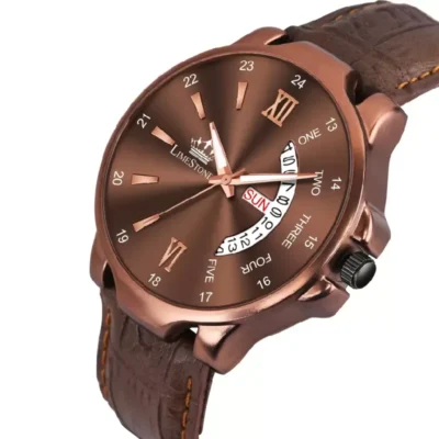 Limestone LS3000 Brown Dial Men's Analog Watch - Brown Leather Strap