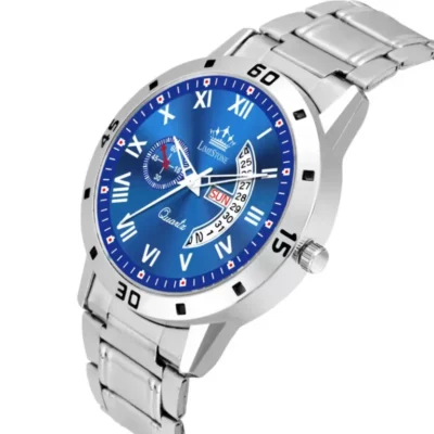 Limestone men's silver chain watch, Limestone LS3010 blue dial analog watch