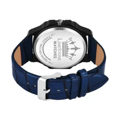 Limestone LS3015 OTUS blue silver dial, black leather strap men's watch