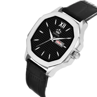 Limestone LS3023 OTUS black silver dial, black leather strap men’s watch