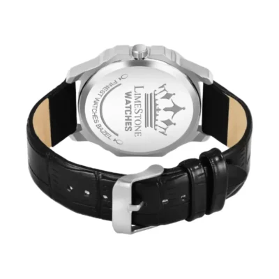Limestone LS3023 OTUS black silver dial, black leather strap men’s watch