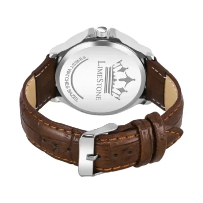 Limestone LS3028 Men’s Watch, black dial brown leather strap