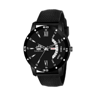 Limestone LS3034 black dial silicon mesh strap men's watch