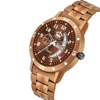Limestone LS3043 men's brown dial brown chain analog watch, elegant stainless steel watch for men