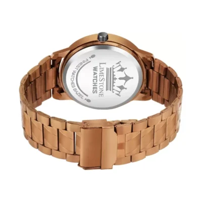 Limestone LS3043 men's brown dial brown chain analog watch, elegant stainless steel watch for men