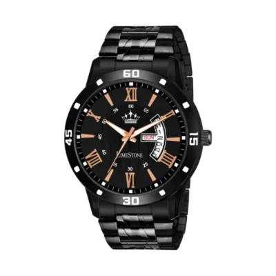 Limestone LS3048 black dial watch, Stainless steel men's analog watch