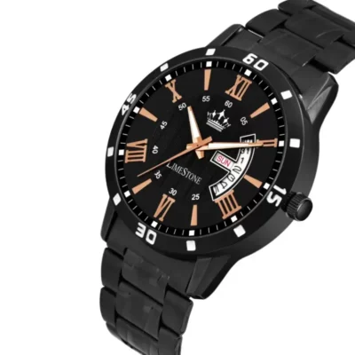 Limestone LS3048 black dial watch, Stainless steel men's analog watch