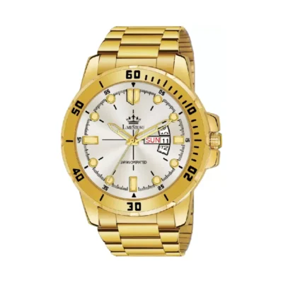 Limestone LS3096 gold chain analog watch, men's silver dial watch