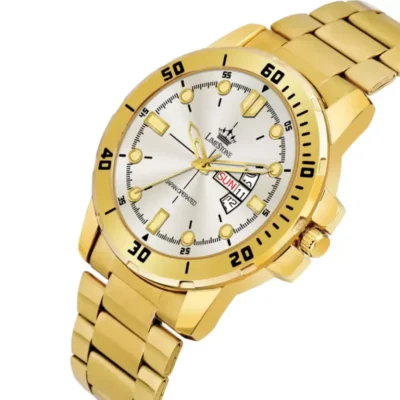 Limestone LS3096 gold chain analog watch, men's silver dial watch