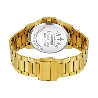 Limestone LS3096 gold chain analog watch, men's silver dial watch