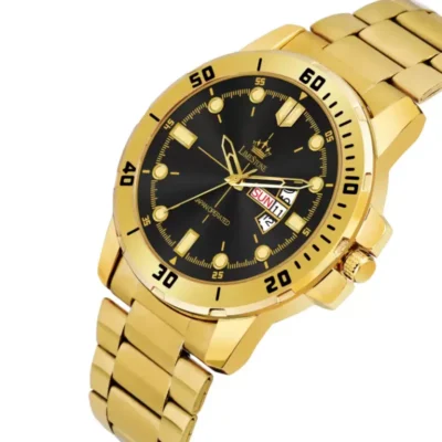 Limestone LS3097 men’s watch, black dial golden chain analog