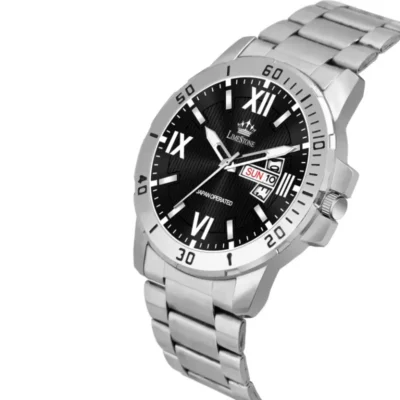 Limestone LS3205 Watch, Black Dial Watch, Silver Chain Analog Watch
