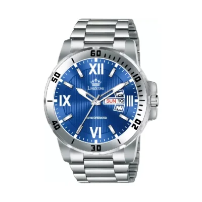 Limestone LS3206 men's watch, blue dial silver chain analog watch