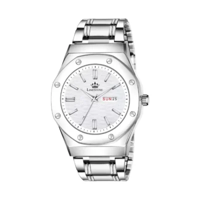 Limestone LS3207 White Dial Silver Chain Analog Watch for Men