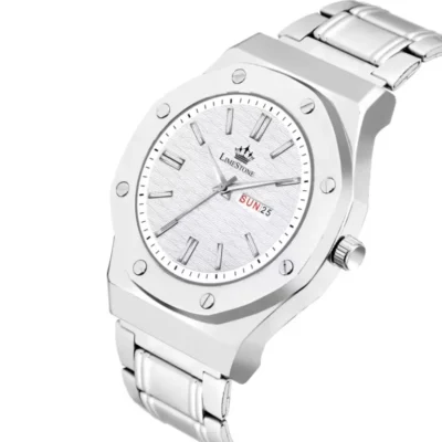 Limestone LS3207 White Dial Silver Chain Analog Watch for Men