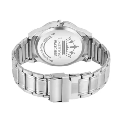 Limestone LS3208 men's watch, orange dial watch, silver stainless steel watch