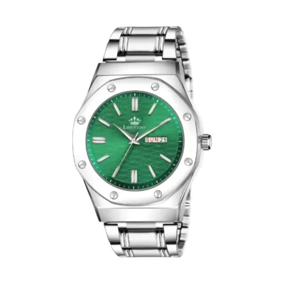 Limestone LS3214 men's watch, green dial, silver stainless steel strap