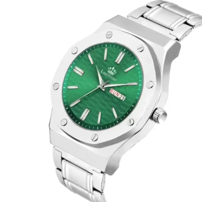 Limestone LS3214 men's watch, green dial, silver stainless steel strap