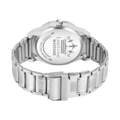 Limestone LS3214 men's watch, green dial, silver stainless steel strap