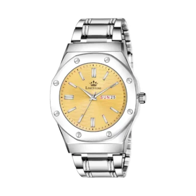 Limestone LS3216 Yellow Dial Silver Chain Analog Watch for Men