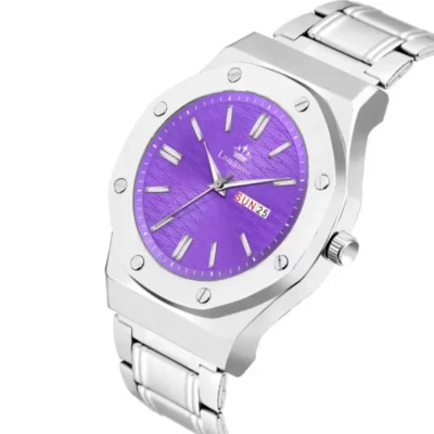 Limestone LS3217 Purple Dial Silver Chain Analog Watch for Men