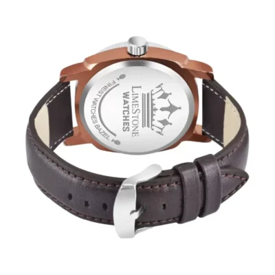 Limestone LUXE102 Watch, Men's Camouflage Dial Watch, Brown Leather Strap Analog Watch