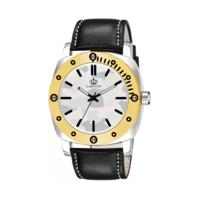 Limestone LUXE103 Watch, Camouflage Dial Watch, Black Leather Strap Watch
