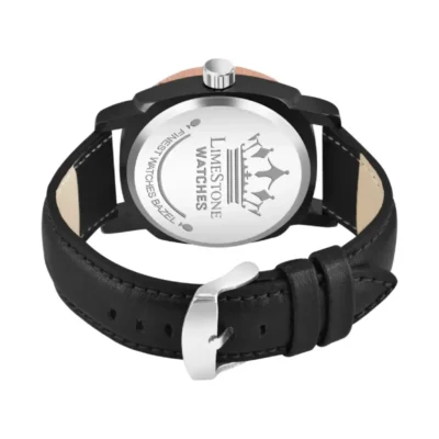 Limestone LUXE105 Men's Analog Watch - Camouflage Dial, Black Leather Strap