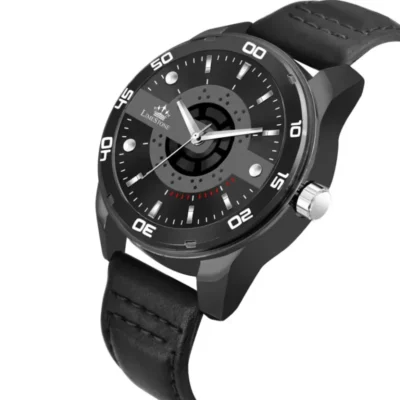 Limestone LUXE118 Watch - Black Dial, Leather Strap