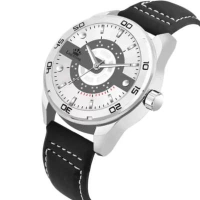 Limestone LUXE119 Men's Watch - Silver Dial, Black Leather Strap