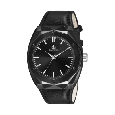 Limestone Luxe125 Watch, Men's Analog Timepiece, Black Leather Strap Watch