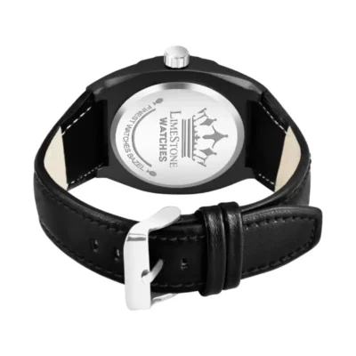 Limestone Luxe125 Watch, Men's Analog Timepiece, Black Leather Strap Watch
