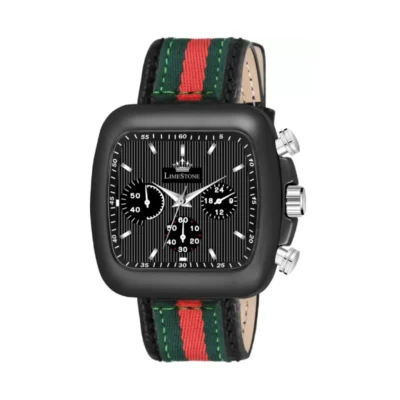 Limestone LUXE131 Analog Watch, Black Dial Designer Strap Watch for Men