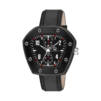 Limestone LUXE137 hexagonal dial watch, black leather strap men's watch