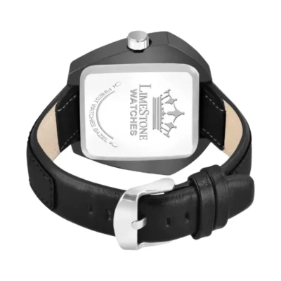 Limestone LUXE137 hexagonal dial watch, black leather strap men's watch